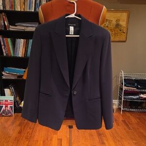 Jones New York Petite Dark Gray Single-Button Blazer
